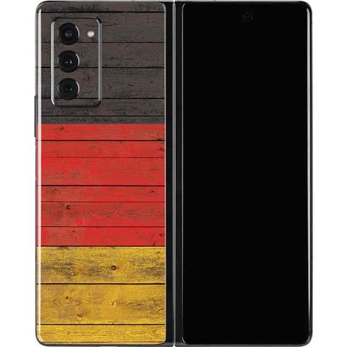 German Flag Dark Wood Galaxy Z Fold2 5G Skin
