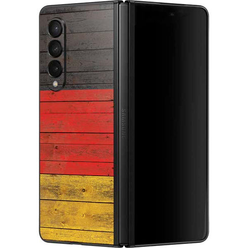 German Flag Dark Wood Galaxy Z Fold3 5G Skin