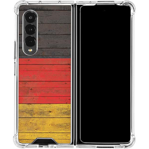 German Flag Dark Wood Galaxy Z Fold4 5G Clear Case