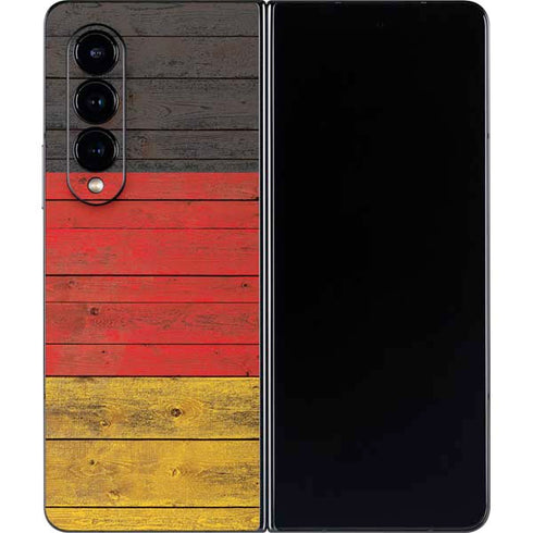 German Flag Dark Wood Galaxy Z Fold4 5G Skin