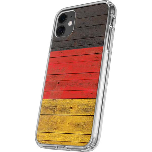 German Flag Dark Wood iPhone 11 Clear Case
