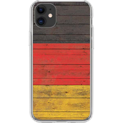 German Flag Dark Wood iPhone 11 Clear Case