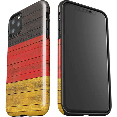 German Flag Dark Wood iPhone 11 Pro Max Impact Case