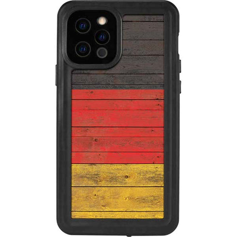 German Flag Dark Wood iPhone 12 Pro Waterproof Case