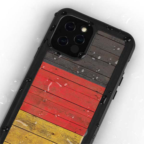 German Flag Dark Wood iPhone 12 Pro Waterproof Case