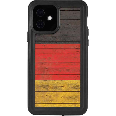 German Flag Dark Wood iPhone 12 Waterproof Case