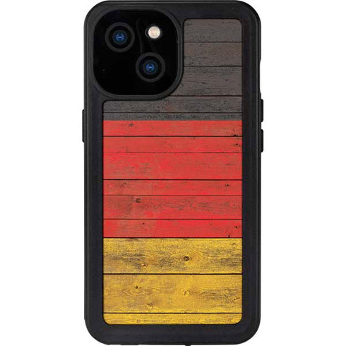 German Flag Dark Wood iPhone 13 Mini Waterproof Case