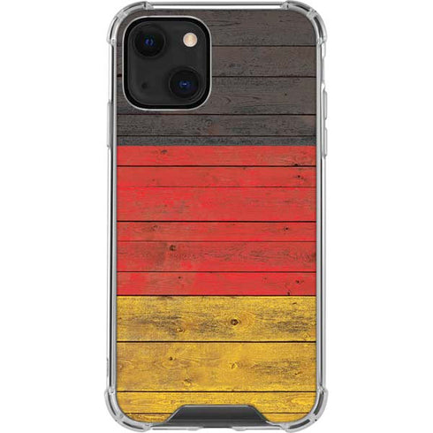 German Flag Dark Wood iPhone 14 Plus Clear Case