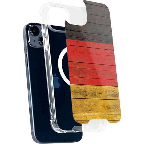German Flag Dark Wood iPhone 15 Plus MagSafe Case
