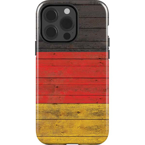 German Flag Dark Wood iPhone 15 Pro Impact Case
