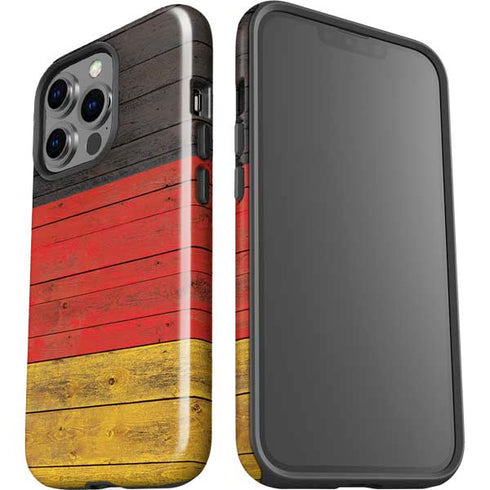 German Flag Dark Wood iPhone 15 Pro Impact Case