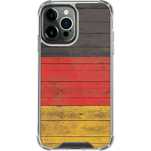 German Flag Dark Wood iPhone 14 Pro Max Clear Case