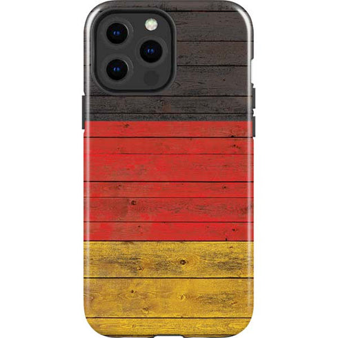 German Flag Dark Wood iPhone 14 Pro Max Impact Case