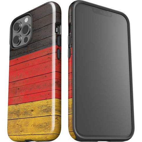 German Flag Dark Wood iPhone 14 Pro Max Impact Case