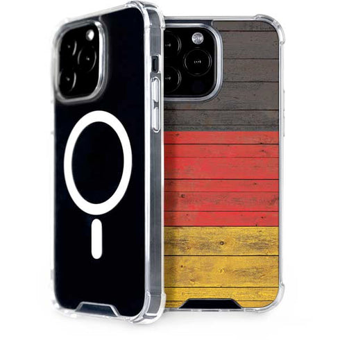 German Flag Dark Wood iPhone 14 Pro Max MagSafe Case