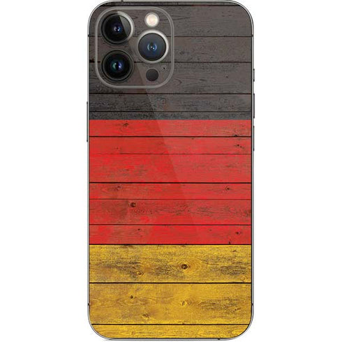 German Flag Dark Wood iPhone 14 Pro Max Skin