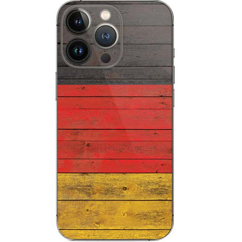 German Flag Dark Wood iPhone 14 Pro Skin