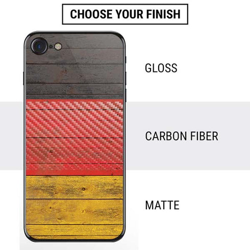 German Flag Dark Wood iPhone SE (2nd & 3rd Gen) Skin