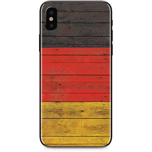 German Flag Dark Wood iPhone X Skin