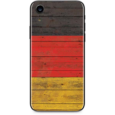German Flag Dark Wood iPhone XR Skin