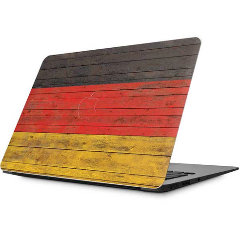 German Flag Dark Wood Apple MacBook Skin