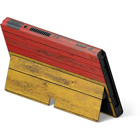 German Flag Dark Wood Nintendo Switch OLED (2021) Skin