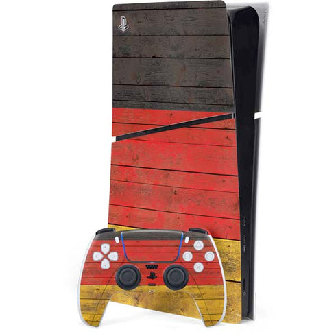 German Flag Dark Wood PS5 Slim Digital Edition Console Skin