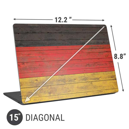 German Flag Dark Wood Universal Laptop 15in (12.2 x 8.8in) Skin
