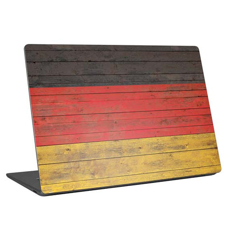 German Flag Dark Wood Universal Laptop 15in (12.2 x 8.8in) Skin