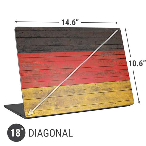 German Flag Dark Wood Universal Laptop 18in (14.6 x 10.6in) Skin