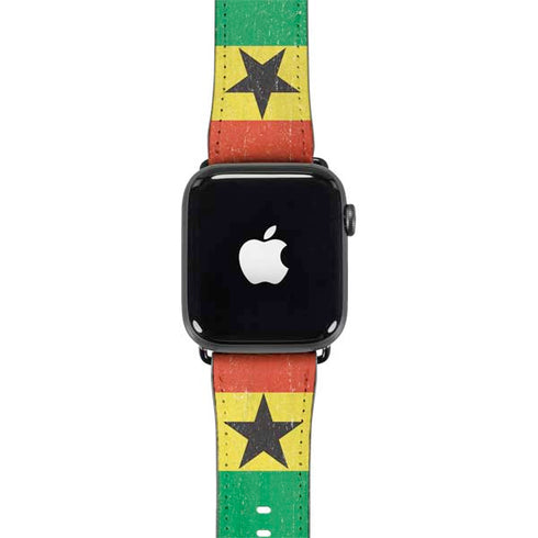Ghana Flag Distressed Apple Watch Band 42-44mm