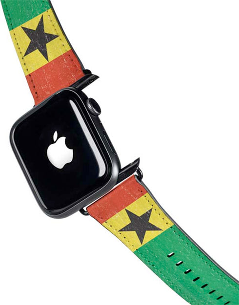Ghana Flag Distressed Apple Watch Band 38-40mm
