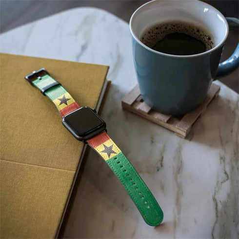 Ghana Flag Distressed Apple Watch Band 38-40mm