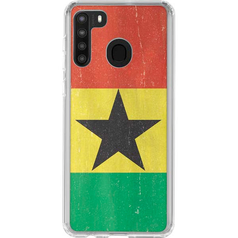 Ghana Flag Distressed Galaxy A21 Clear Case