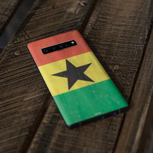 Ghana Flag Distressed Galaxy S10 Skin