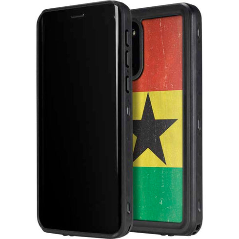 Ghana Flag Distressed Galaxy S20 Plus Waterproof Case