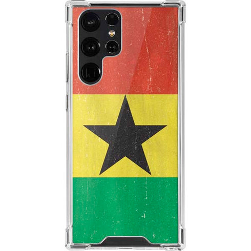 Ghana Flag Distressed Galaxy S22 Ultra Clear Case