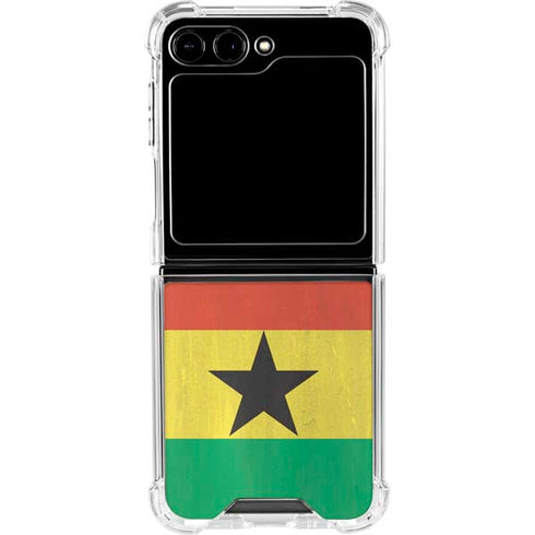 Ghana Flag Distressed Galaxy Z Flip5 5G Clear Case