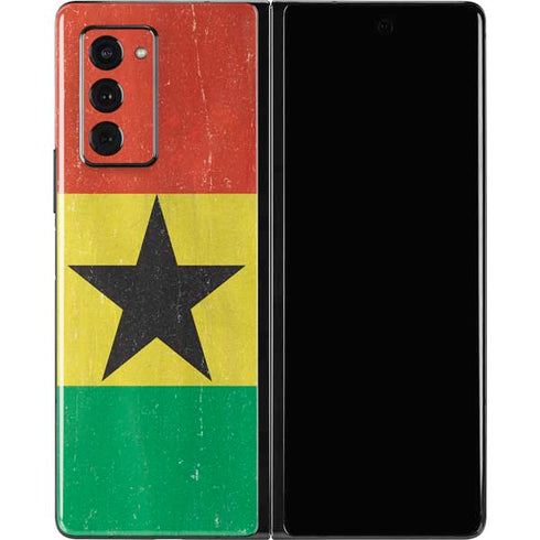 Ghana Flag Distressed Galaxy Z Fold2 5G Skin