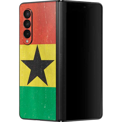 Ghana Flag Distressed Galaxy Z Fold3 5G Skin