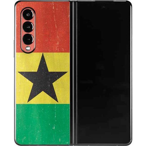 Ghana Flag Distressed Galaxy Z Fold3 5G Skin