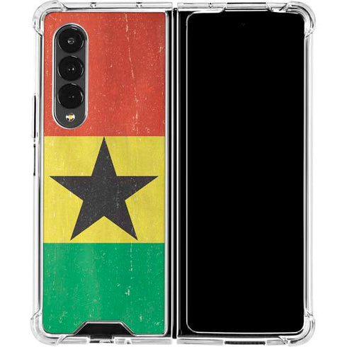 Ghana Flag Distressed Galaxy Z Fold4 5G Clear Case