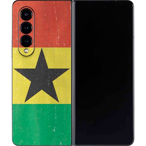 Ghana Flag Distressed Galaxy Z Fold4 5G Skin