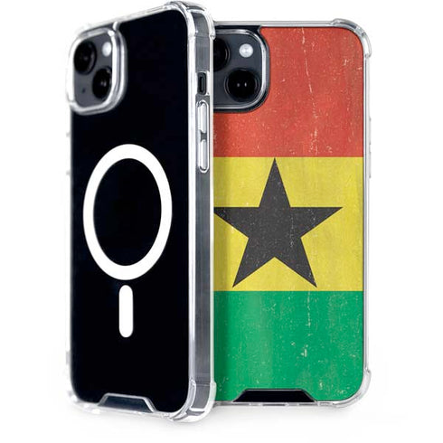 Ghana Flag Distressed iPhone 15 Plus MagSafe Case