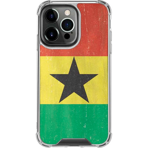 Ghana Flag Distressed iPhone 14 Pro Clear Case