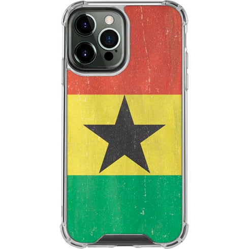 Ghana Flag Distressed iPhone 14 Pro Max Clear Case