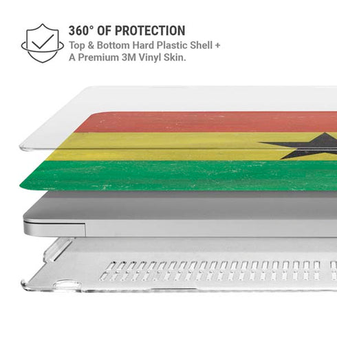 Ghana Flag Distressed MacBook Pro 13in M1 (2021) Case plus Skin