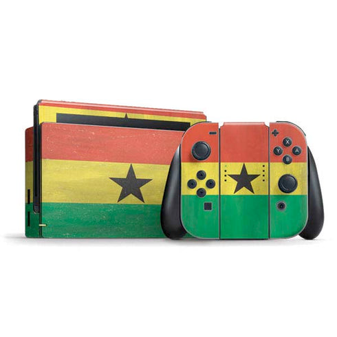 Ghana Flag Distressed Nintendo Switch Bundle Skin