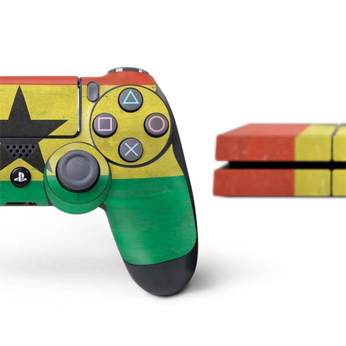 Ghana Flag Distressed PS4 Console and Controller Bundle Skin