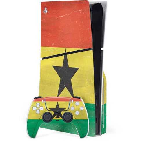 Ghana Flag Distressed PS5 Slim Disk Bundle Skin